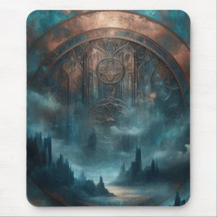 Mystic Gothic Steampunk Art - Blue Copper Patina Mouse Mat