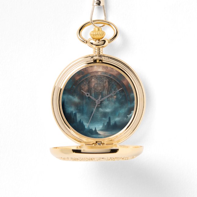 Mystic Gothic Steampunk Art - Blue Copper Patina  Watch (Front)