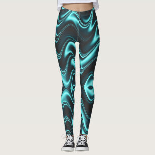 mystic green blue and black shades of wave leggings