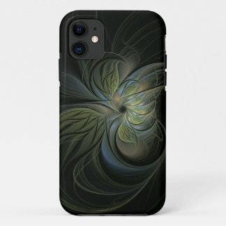 Mystic green leaves abstract pattern design iPhone 11 case