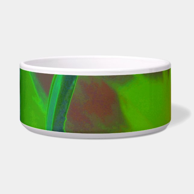 Mystic Green Tulip Dog Bowl (Left)