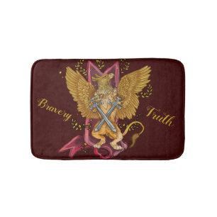 Mystic Gryphon with swords Bath Mat