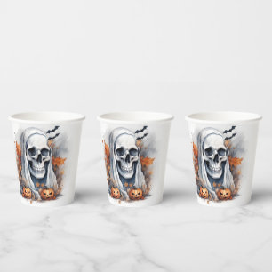 Mystic Halloween Ghost Art Paper Cups