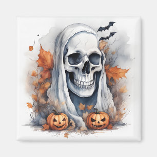 Mystic Halloween Ghost Art Skull Gift Magnet