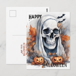 Mystic Halloween Ghost Art Skull Gift Postcard