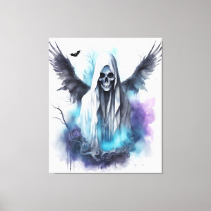 Mystic Halloween Ghost Gothic Watercolor Art Canvas Print