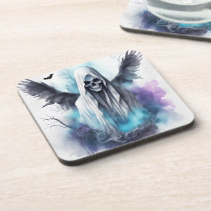 Mystic Halloween Ghost Gothic Watercolor Art  Coaster