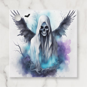 Mystic Halloween Ghost - Gothic Watercolor Art Favour Tags