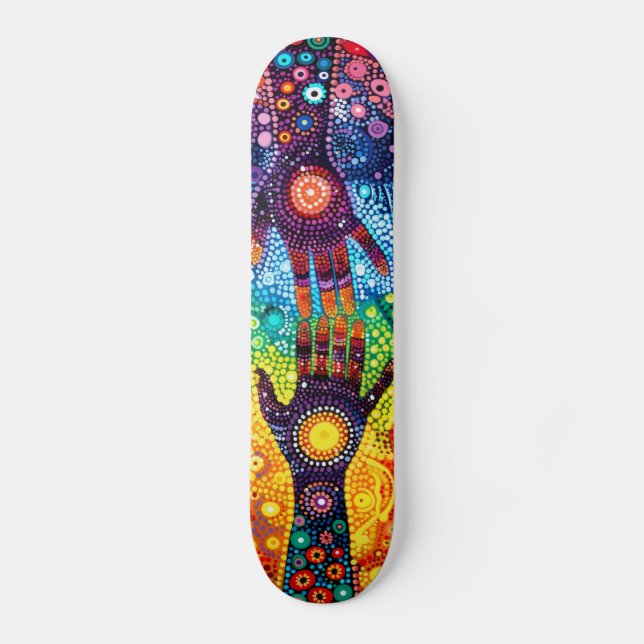 Mystic Hands - Aboriginal Style - Skateboard Deck (Front)