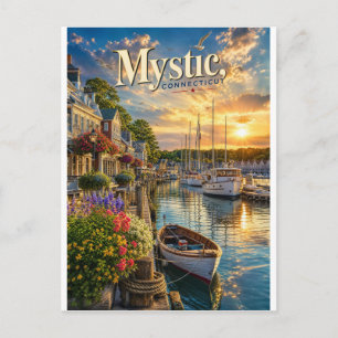 Mystic Harbour Reflections Postcard