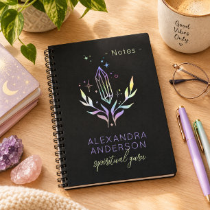 Mystic Holographic Glitter Spiritual Crystals Notebook