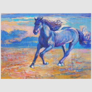 Mystic Horse Galloping in a Blue Field  Tissue Paper