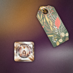 Mystic Journey Ahead, Boho in brown and black   Square Sticker