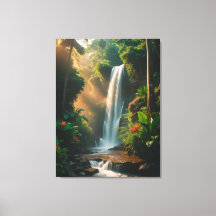 Mystic Jungle Falls – Serene Waterfall Canvas Art