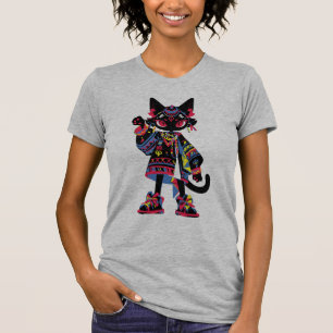 Mystic Kawaii Cat – Colourful Tribal Spirit Tee