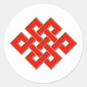 Mystic Knot - Red & Gold 1 Classic Round Sticker