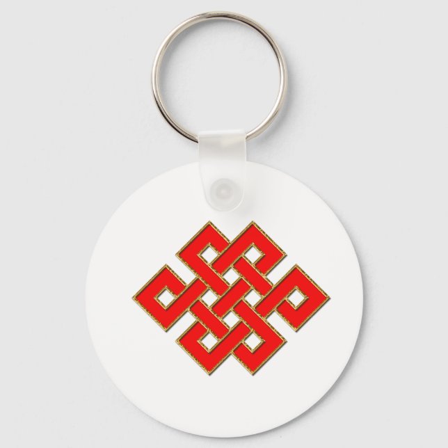 Mystic Knot - Red & Gold 1 Key Ring (Front)