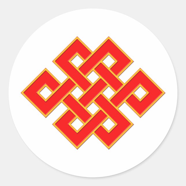 Mystic Knot - Red & Yellow Classic Round Sticker (Front)