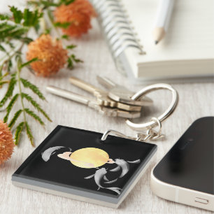 Mystic Koi & Golden Moon – Elegant Japanese Zen Ar Key Ring