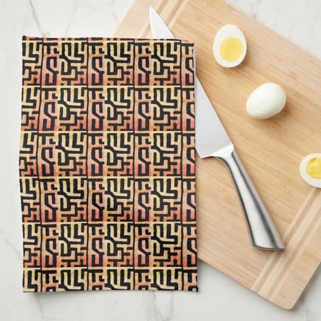 Mystic Kuba Cloth Tool-Dyed Geometric Kitchen Towe (Creator Uploaded)