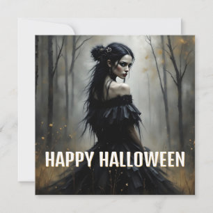 Mystic Lady in Dark Halloween Forest