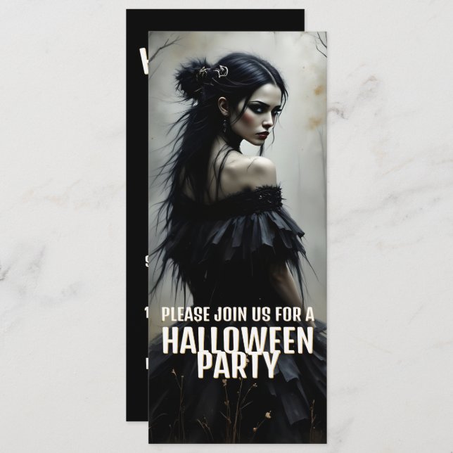 Mystic Lady in Dark Halloween Forest - Invitation (Front/Back)