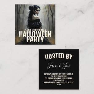 Mystic Lady in Dark Halloween Forest - Invitation