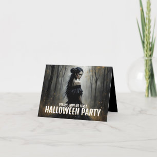 Mystic Lady in Dark Halloween Forest - Invitation