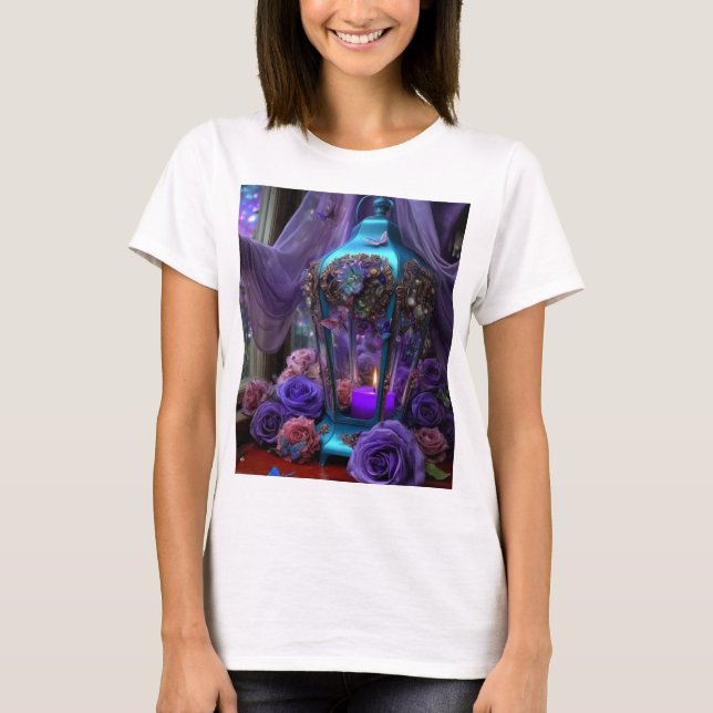 Mystic Lantern and Purple Roses Graphic Tee – Goth (Front)