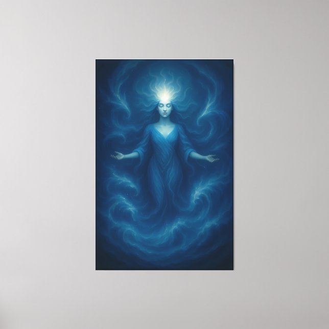 Mystic Light Goddess – Ethereal Divine Energy Art Canvas Print (Front)