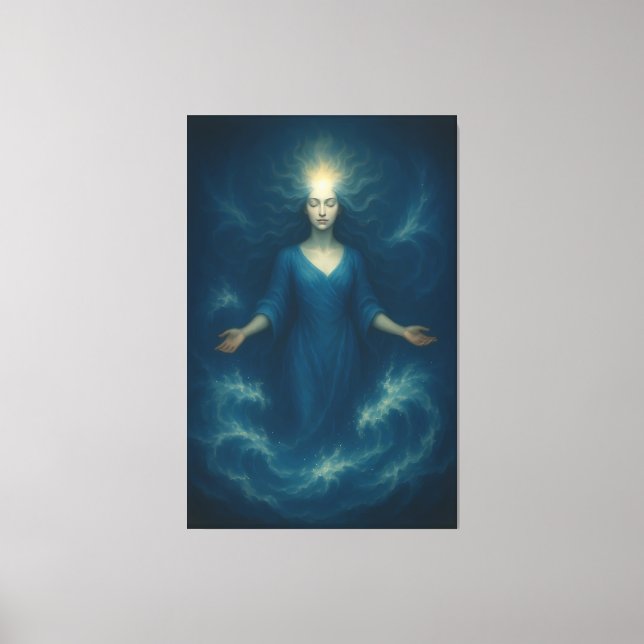 Mystic Light Goddess – Ethereal Divine Energy Art Canvas Print (Front)