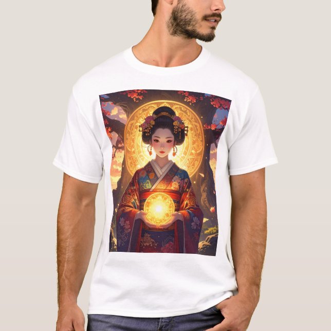 Mystic Light – Kimono Grace and Celestial Power T-Shirt (Front)