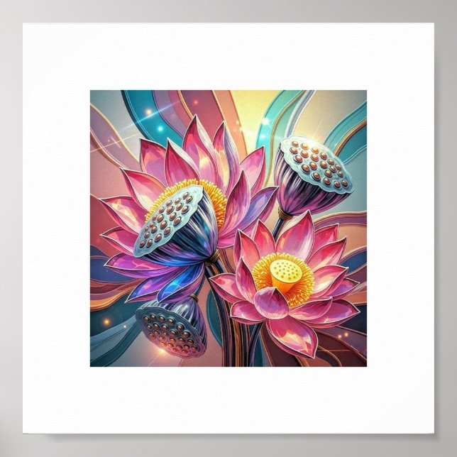 Mystic Lotus Bloom – Sacred Floral Art for Enlight Poster (Front)