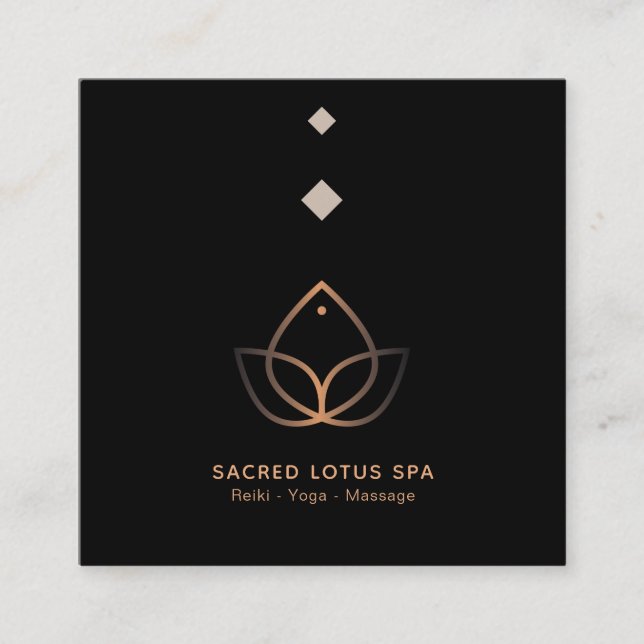 *~* Mystic Lotus  Shaman Sacred Geometry Alchemy Square Business Card (Front)