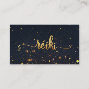 *~* Mystic Magical Black Gold REIKI Typography Business Card
