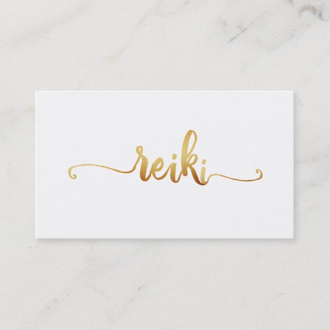 *~* Mystic Magical White Gold REIKI Typography Business Card (Front)