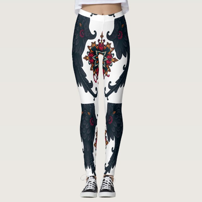 Mystic Mandala Elephant Art Leggings (Front)