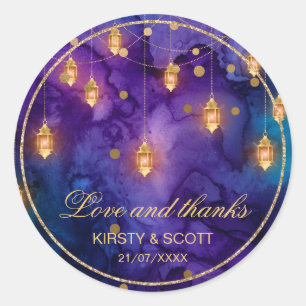 Mystic Marrakesh Nights Laterns & bokeh Wedding Classic Round Sticker