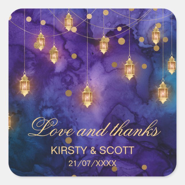 Mystic Marrakesh Nights Laterns & bokeh Wedding Square Sticker (Front)