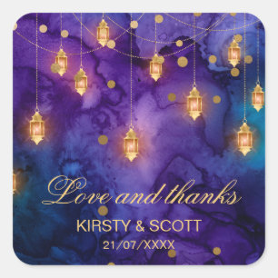 Mystic Marrakesh Nights Laterns & bokeh Wedding Square Sticker