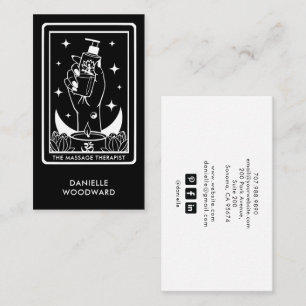 Mystic Massage Therapist Black Business Card