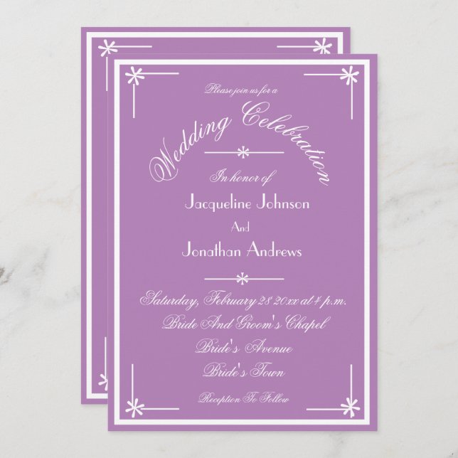 Mystic Mauve All In One RSVP Email Website Wedding Invitation (Front/Back)