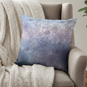 Mystic Meadow Glow: Blue and Purple  Cushion