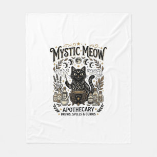 Mystic Meow Cat Witchy Mystic Apothecary Cat Vinta Fleece Blanket