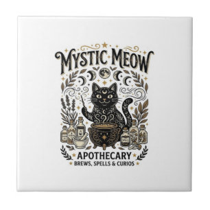 Mystic Meow Cat Witchy Mystic Apothecary Cat Vinta Tile