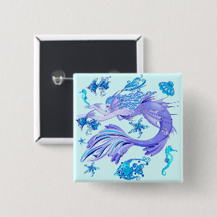 Mystic Mermaid Fairy Purple Creature Ceramic Tile 15 Cm Square Badge
