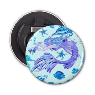 Mystic Mermaid Fairy Purple Creature Ceramic Tile Bottle Opener