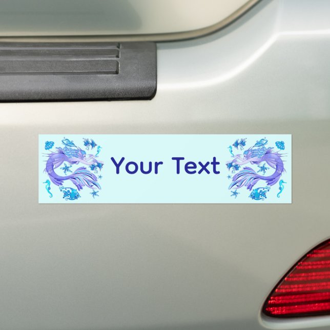 Mystic Mermaid Fairy Purple Creature Ceramic Tile Bumper Sticker (On Car)