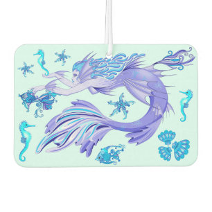 Mystic Mermaid Fairy Purple Creature Ceramic Tile Car Air Freshener