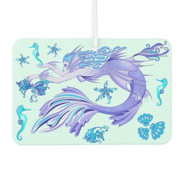 Mystic Mermaid Fairy Purple Creature Ceramic Tile Car Air Freshener (Front)